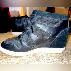 Black MK wedge sneakers